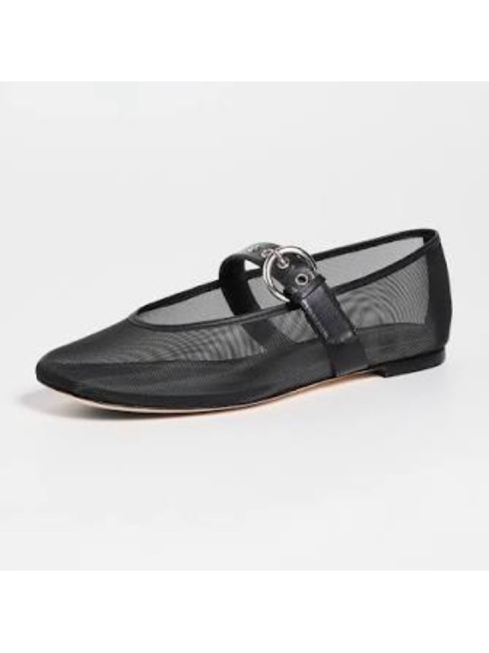 Reformation Bethany Black Mesh Flats